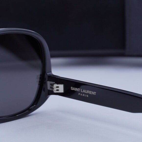 Saint Laurent SL652/F SOLACE 001 Aviator Sunglasses - Shiny Black